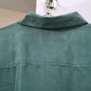 Whitby Washed Silk Shirt: Classy Green colour