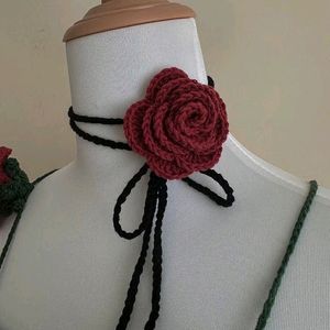 Crochet Rose Choker/ Hand / Hair Accessory