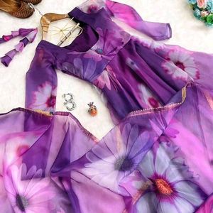 Organza Floral Printed Gown