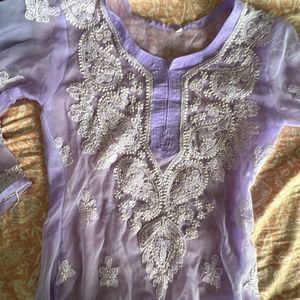 Purple chikankari Kurti