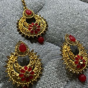 Combo Of 1 Pair Earring+ Earring Set W/ Mangtika