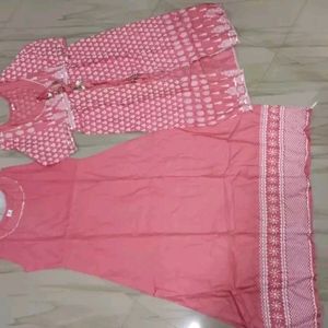 Peach Long Jactet Kurti (GOWN TYPE)