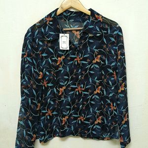 Trendy New Blue Floral Print Top For Women