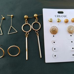 🎉Pack Of 6 Earrings Shiny And Gold Plated Trendy