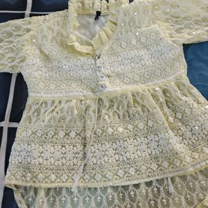 Yellow Colour Net Cotton Top