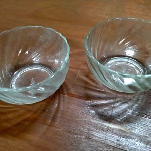 Two Transparent Big Glass Bowls