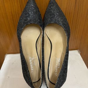 Sherrif Black Sparkle Pump Block Heels