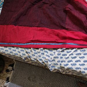 Pure Cotton A-Line Red & Maroon Long Skirt