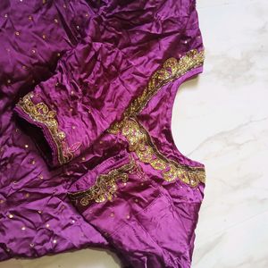 Regal Purple Saree with Shimmering Embellishments