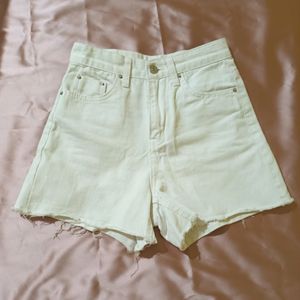 White Denim Half Pant