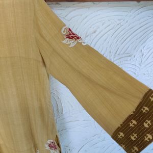 Wooden Texture & Colour Embroidered Kurta