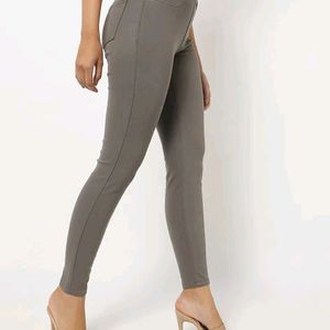 AJIO Grey Trousers For Women