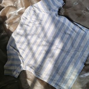 White and Blue Striped Top (S)