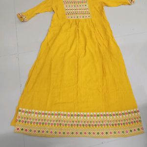 Golden Yellow Colour Kurti For Girls