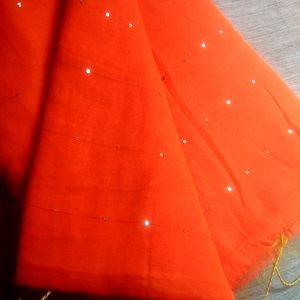 Plain Orange Saree