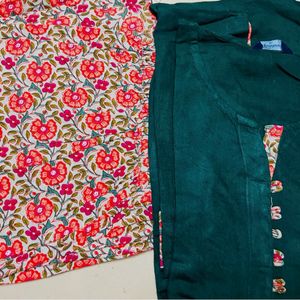 Green Kurti Printed Plazzo Set