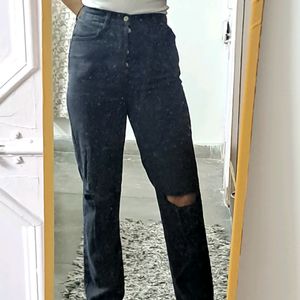 Black Ripped Dad Jeans