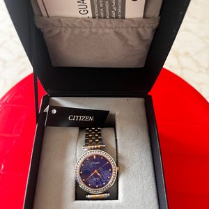 Citizen Blue Dial Analog Watch Stones Metal Strap