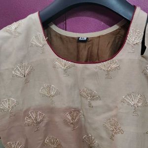 Beutiful Kurti Tan And Khaki Colour