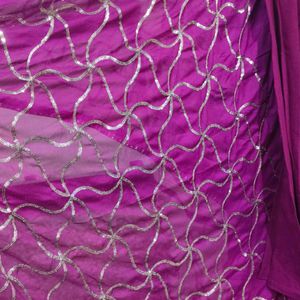 Satin Silk Purple Anarkali Kurta+Dupatta+Legging