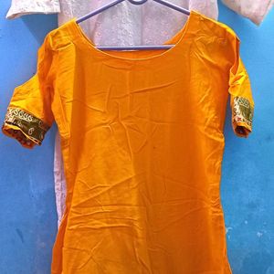 Kurti Combo Stylish Yellow And White