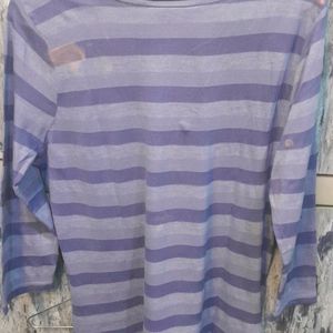 Lavender Color Stripes With 3/4th Sleeves