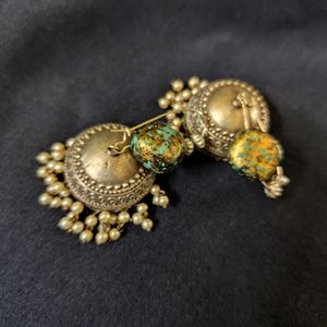 Antique Look Jhumka With Bead & Pearl Detailing