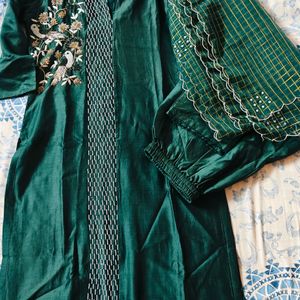 Green Suit Pant Dupatta Set