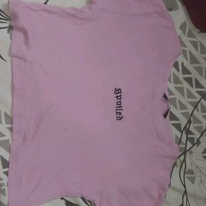 A Plain Crop Top With Spoiled Word Embroidered