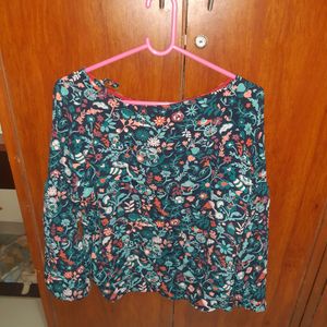 Chumbak XL multicolor blouse top, cropped with tie