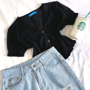 🎀Pinterest Korean Black Cardigan By Cherry Aka