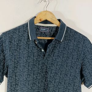 Blue Printed Casual T-Shirt (Men)