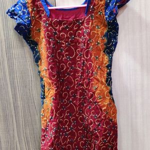 Full Embroidery Multi Colour Short Kurti