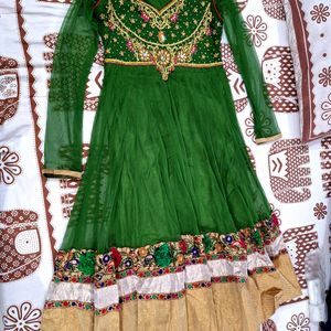 Heavy Work Party Wear Green Anarkali Suit