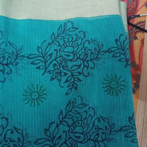 Double Color Green Cotton Saree