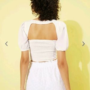 Mast & Harbour CloudWhite Sweetheart Neck Crop Top