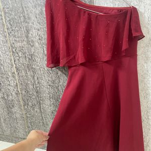 Maroon One Shoulder Dress