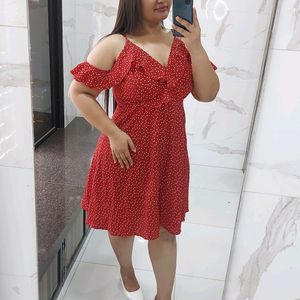 Red Drop Shoulder Dress