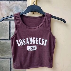 Brown Crop Top , Size - Xs /S, Soft Ribbed Material