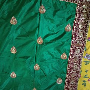 Heavy Green Saree With Blouse Set (Size -32)