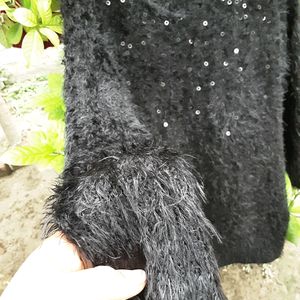 GOTHIC ⚫️ 🐈‍⬛️ BLACK SEQUIN Fur BODYCON DRESS 👗