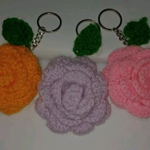 Rose Crocheted Keychain