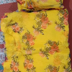 Yellow Orange Printed Kurta Set