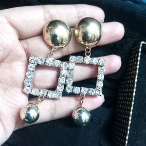 Square Diamond Long Earrings