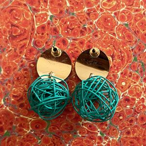 Sea Green Wired Design Earrings