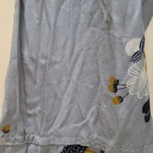 Grey blue Rayon Floral Shirt