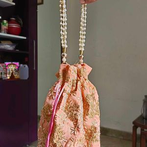 Very Cute Peach Color Unused Potli Bag