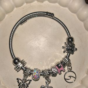 Silver Pink Charm Bracelet