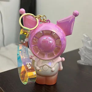 Hand Fan Robo Bunny Ombre Pink With Keychain