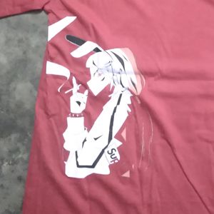 Smoking Girl Red Colour T Shirt